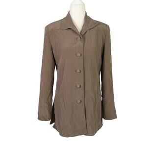 Vintage 90s Patrick Collection taupe brown silk blazer jacket 6